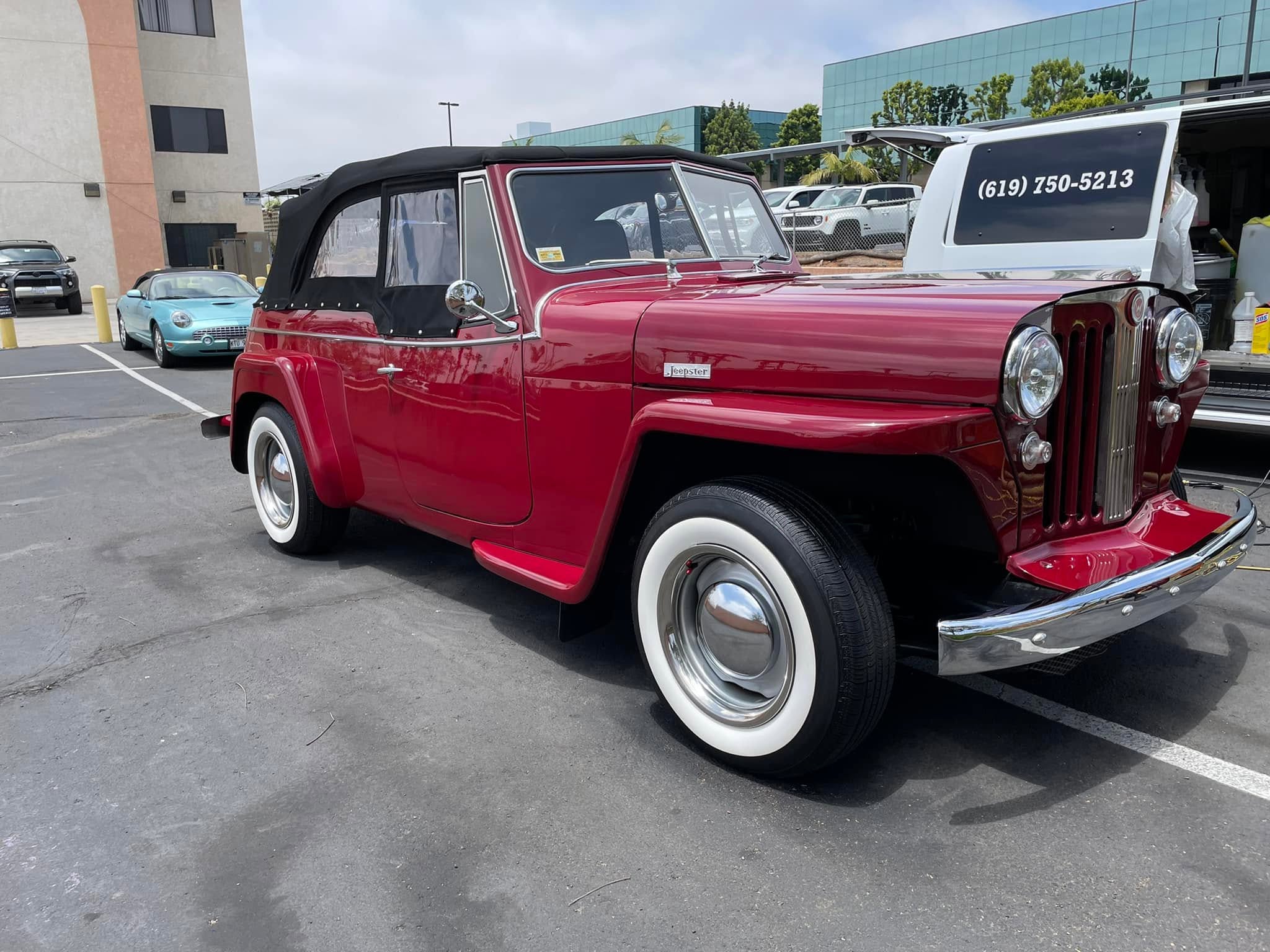 Detailed Red Jeepster by Camacho's Mobile Auto Detailing